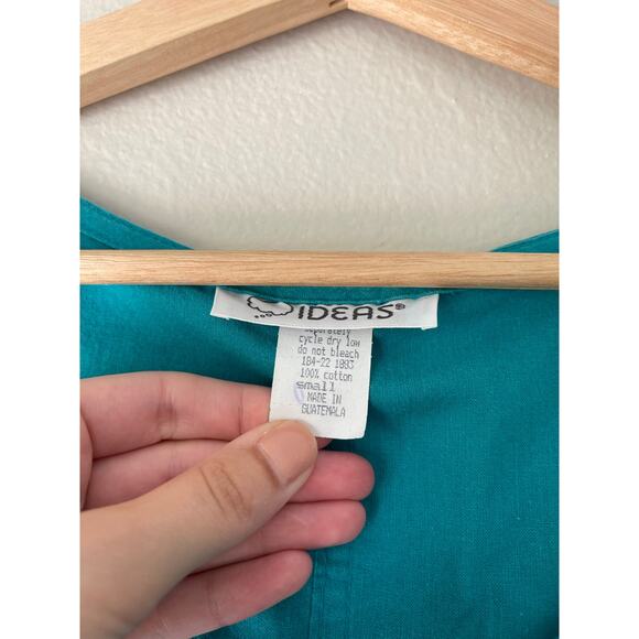 80s Vintage Emerald Green/Blue Utility Jumpsuit by IDEAS – Women’s Small - Picture 6 of 6